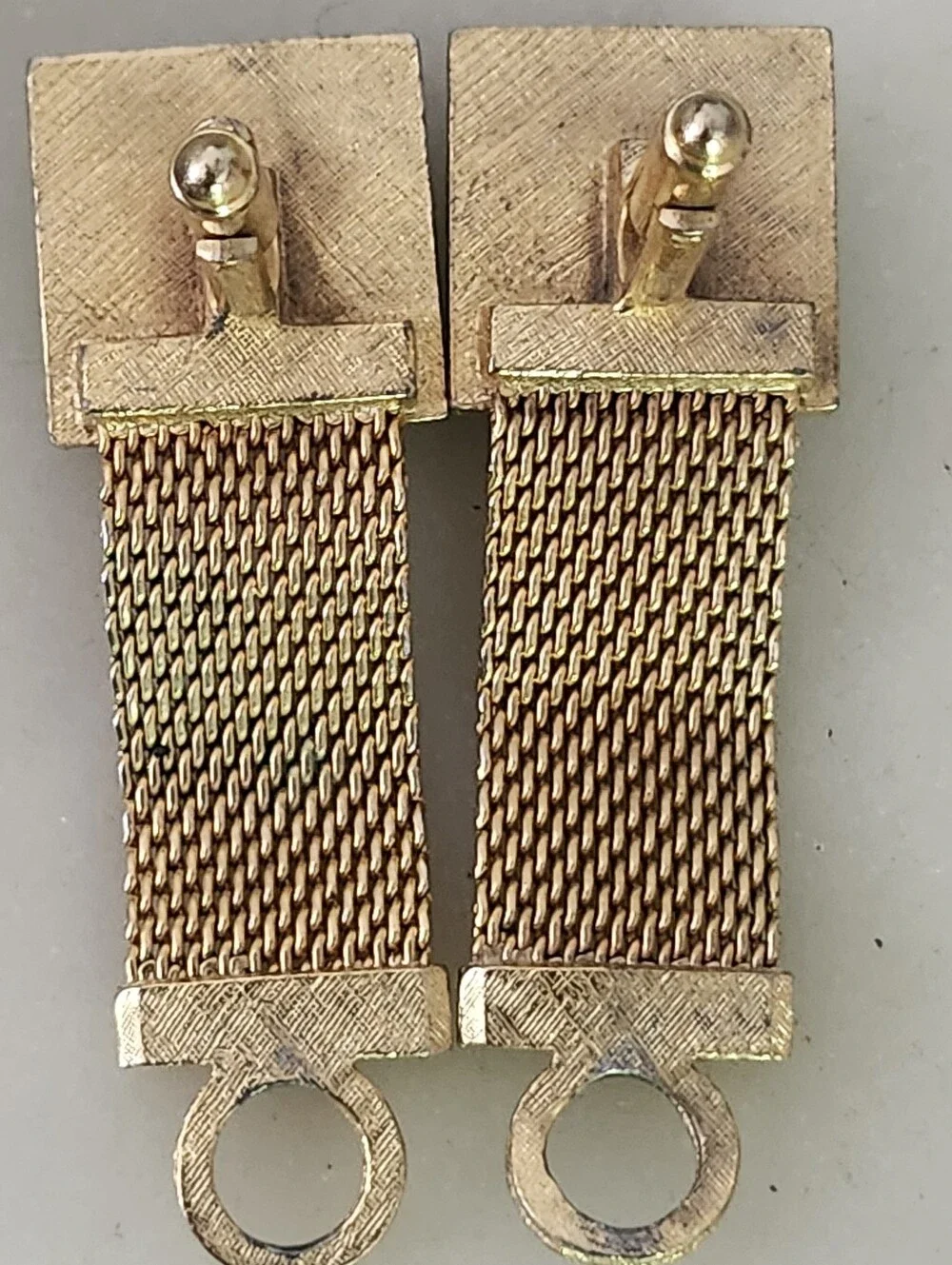 Vtg Gold Tone Cufflinks with Black Onyx Glass Squares